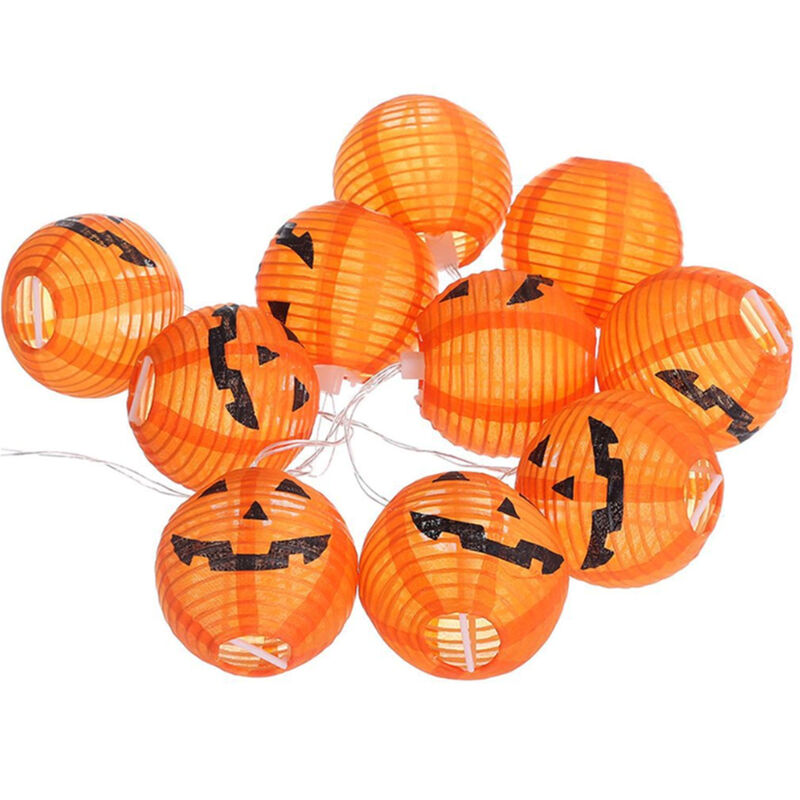 

1.5m H-alloween 10 LED Pump-kin Cadena de luces Encantadora Mini lampara de linterna Fiesta en casa Patio Decoraciones navidenas,naranja