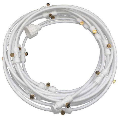 15m Kit de Brumisation Jardin, Système de Brouillard Humide pour Serre, Refroidissement Terrasse Extérieur, Pulvérisateur Eau 18m Blanc