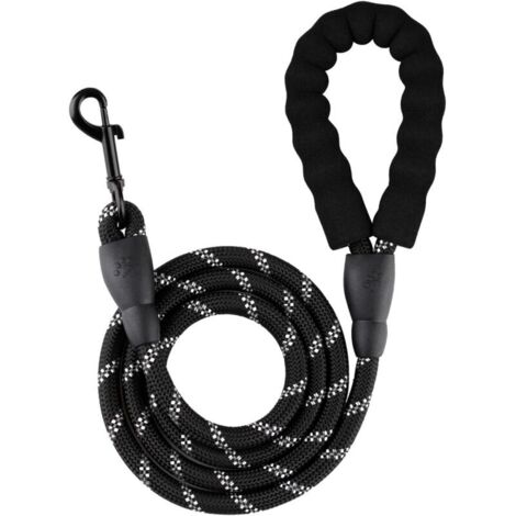 1.5m long x 1.0cm thick black rope dog leash, 1 piece with padded handle, suitable for outdoor dog walking