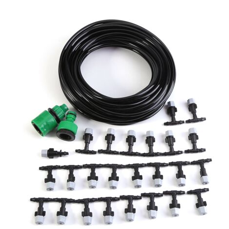 15M Mikrosprinkler-Bewässerungsset für Garten und Terrasse, erfrischendes Nebelsystem mit Schlauch und Düsen