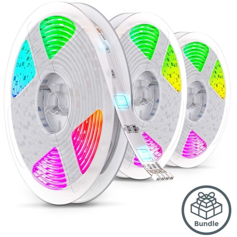15m Ruban led rvb lumineux led Strip Bande lumineuse Bande lumière Chaîne lumineuse 3x5m dimmable 5050 smd