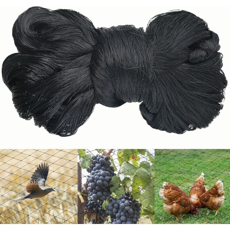15m X 15m Filet Anti Oiseaux Noir, Filet Oiseaux Robuste, Filet Voliere Poulailler, Filet de Protection pour Oiseaux, Filet de Protection Les Potager