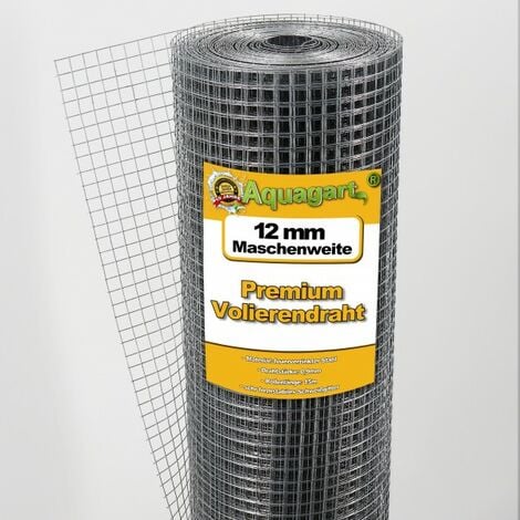 Wiltec Maschendraht Drahtgitter Volierendraht Stahl verzinkt 1mx10m 0,7mm Drahtstärke 12x12mm Maschenmaße