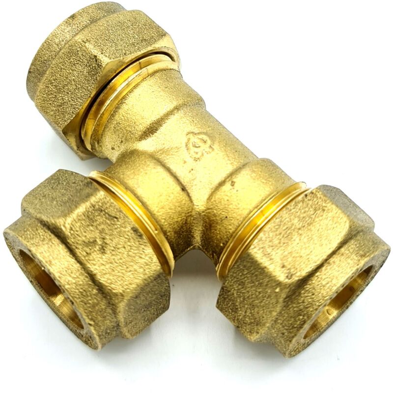 15mm Equal Tee Connection Adaptor Brass Compression Fittings Straight Connector