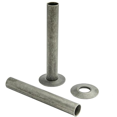 15mm Radiator Pipes & Collars Plumbing Tubes Brass Pewter 180mm