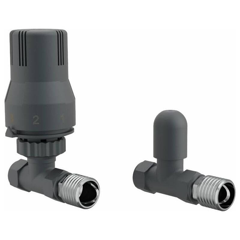Image of Anthracite Straight Thermostatic Radiator Valves 15mm&hellip;
