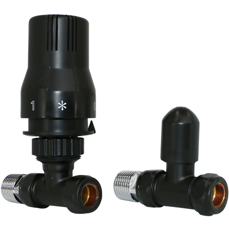 Image of Black Straight Thermostatic Radiator Valves 15mm&hellip;