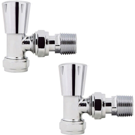 15mm x 1/2" Angled Manual Radiator Valves Towel Rail Designer Valve Chrome