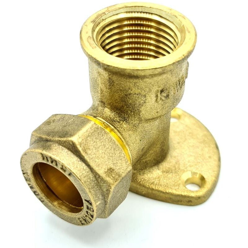 15mm x G1/2 Female Wallmounted Elbow Adaptor Brass Compression Fitting Connector