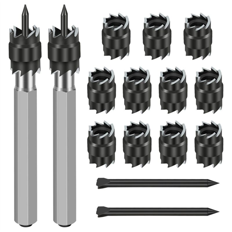 Image of 15Pack Rotary Spot Schweiß Cutter Sets Doppel, 3/8 zoll HSS Remover Bohrer Bits Hex Blatt Loch