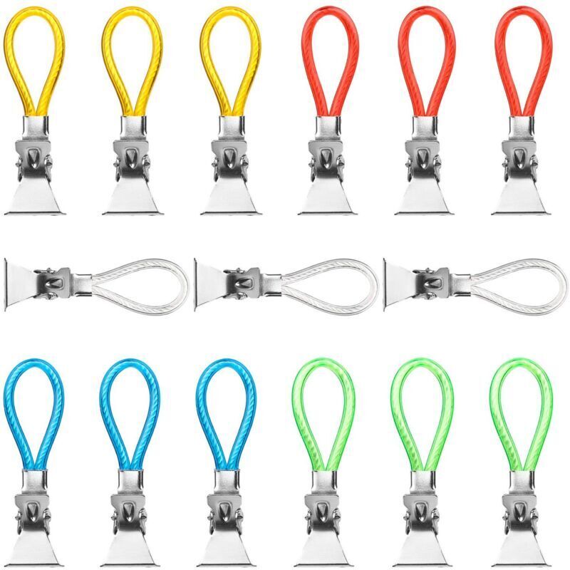 15Pcs Accroche Torchon,Pince Torchon Crochet Torchons, Attache Serviette Attache Torchon Cuisine, Porte Torchon Coulissant(5 couleurs)