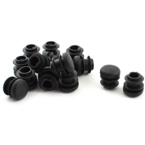 15Pcs Bouchon d\'obturation en plastique noir Tube rond Inserer Pipe Bung 16mm
