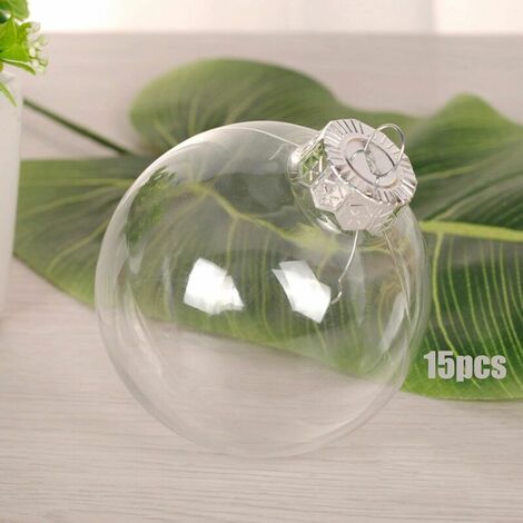 15pcs Clear Fillable Ball, Plastic Clear Christmas Baubles, Acrylic Fillable Clear Ball for Wedding Party Christmas Home Decor