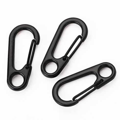 15pcs Crochet Mousqueton pour Escalade Excursion, Mousquetons Aluminium Solide Multifonction D-Anneau avec Bouchon  Crochet pour Camping Voyager Randonnée Porte-clés en Plein Air（noir）Longueur 33mm di