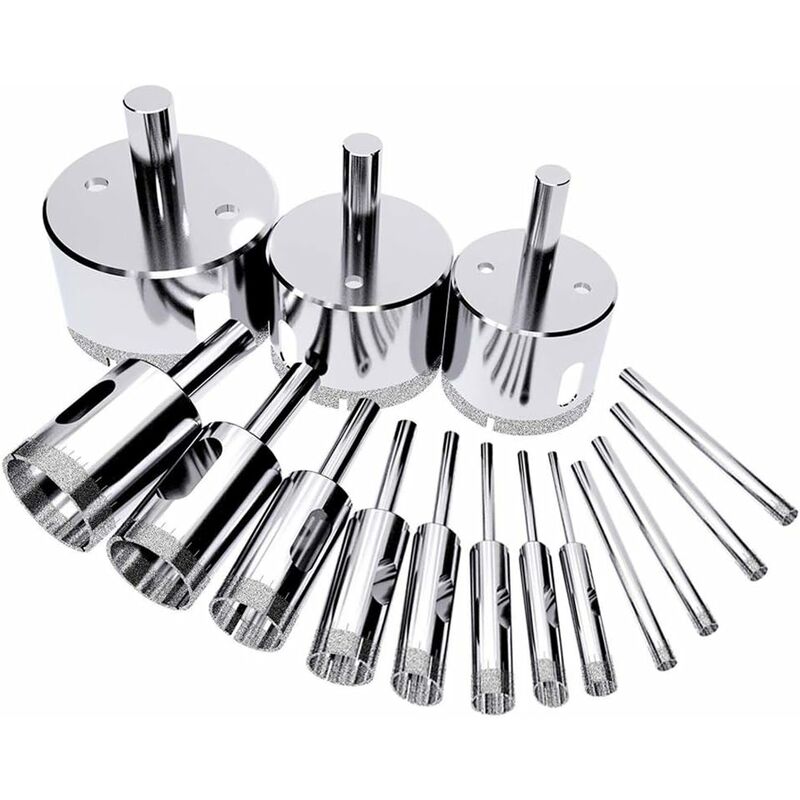Briday - 15pcs Diamond Drill Bit Drill Bits Hole Saws Hole Saws Diamond Drill Bit Diamond Hole SawTile for Glass, Ceramic, Porcelain, MarbleTile and