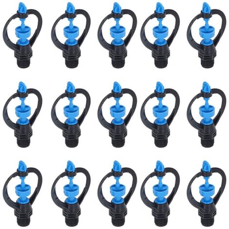 15Pcs G1/2 External Thread Lawn Sprinkler Nozzle 360 Automatic Rotation Mid Range for Garden Watering Irrigation