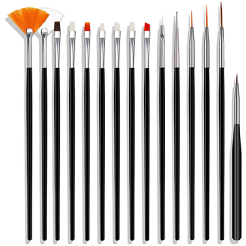 15pcs Kit di pennelli per unghie Punte per nail
