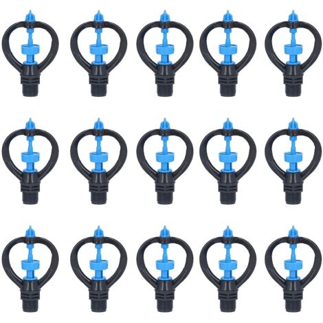 15pcs Lawn Sprinkler Nozzles, G1/2 External Thread, 360° Automatic Rotation, Medium Range, for Garden Watering, Round Nozzle