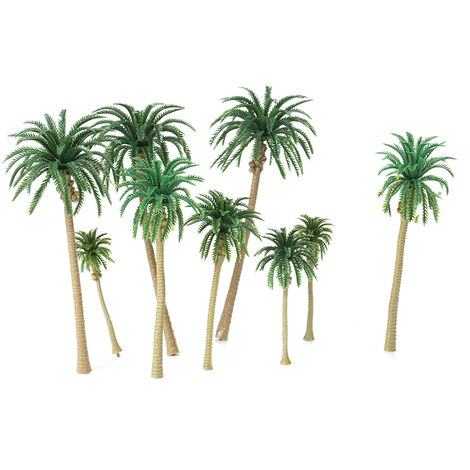 main image of "15pcs Miniature Scenery Layout Model Plastic Tree Palm Trees Train Coconut Rainforest Home Garden Decoration"