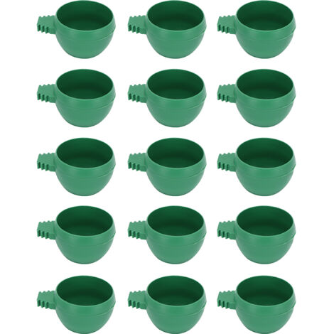 15Pcs Round Shape Bird Food Bowl Thickened Cage Food Container Water Feeding Bowl for Pet