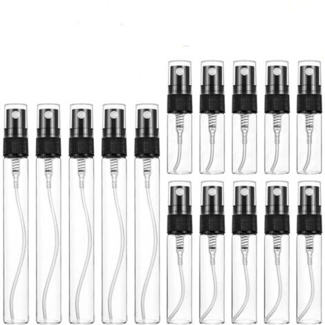 15pcs Vaporisateur Parfum Vide Rechargeable Mini Bouteille Spray Verre pour Échantillon de Parfums, Vaporisateurs Cosmétiques,(3ml,5ml,10ml) Noir
