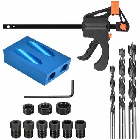 VEVOR 30 Pcs Pocket Hole Jig Kit Adjustable & Easy to Use Pocket Hole Jig System with Step Drills Drill Stop Rings Wrenches and Square Drive Bits