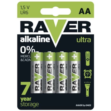 1,5V LR6 AA Raver Alkaline-Batterien, 4er-Set