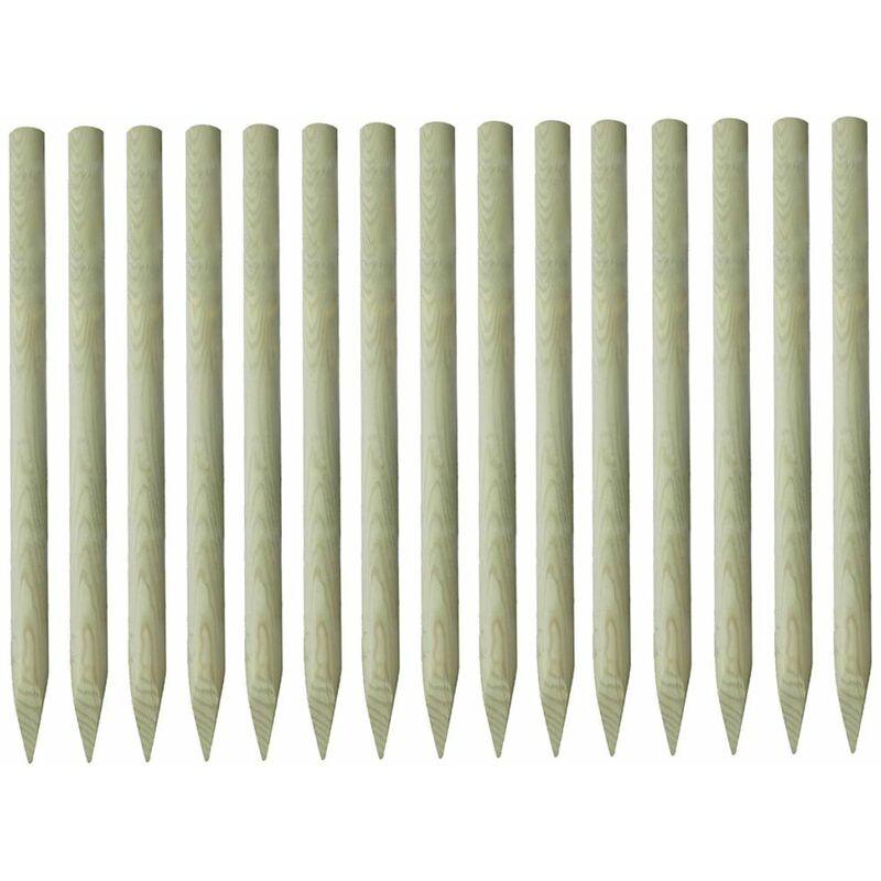 

15x Postes puntiagudos de valla pino impregnado 4x150 cm