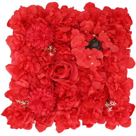 15x15 Zoll große Wandpaneele aus künstlichen Seidenrosen, Wanddekoration für Hochzeitsfeiern und Bühnenhintergründe, Rot