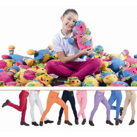 16 ans, Lilas 17: Jodhpurs pantalon d'équitation Daslö enfant / poids plume en jersey de coton stretch avec de longues patches printemps été