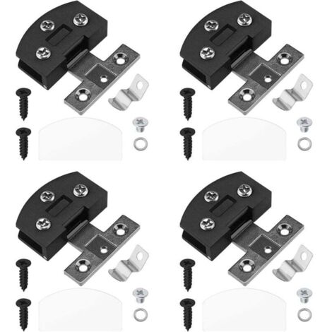 16 bisagras de vidrio de aleación de zinc para puertas de gabinetes, vitrinas, muebles, estantes y gabinetes, color negro.