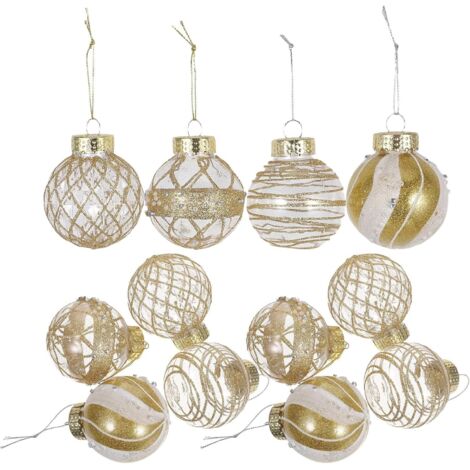16 boules de Noël dorées de 6 cm en plastique incassable