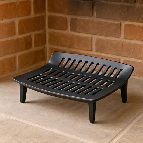 16" Cast Iron Fireplace Heavy Duty Large Grate Curved, Elevated Base for Hotter Flame