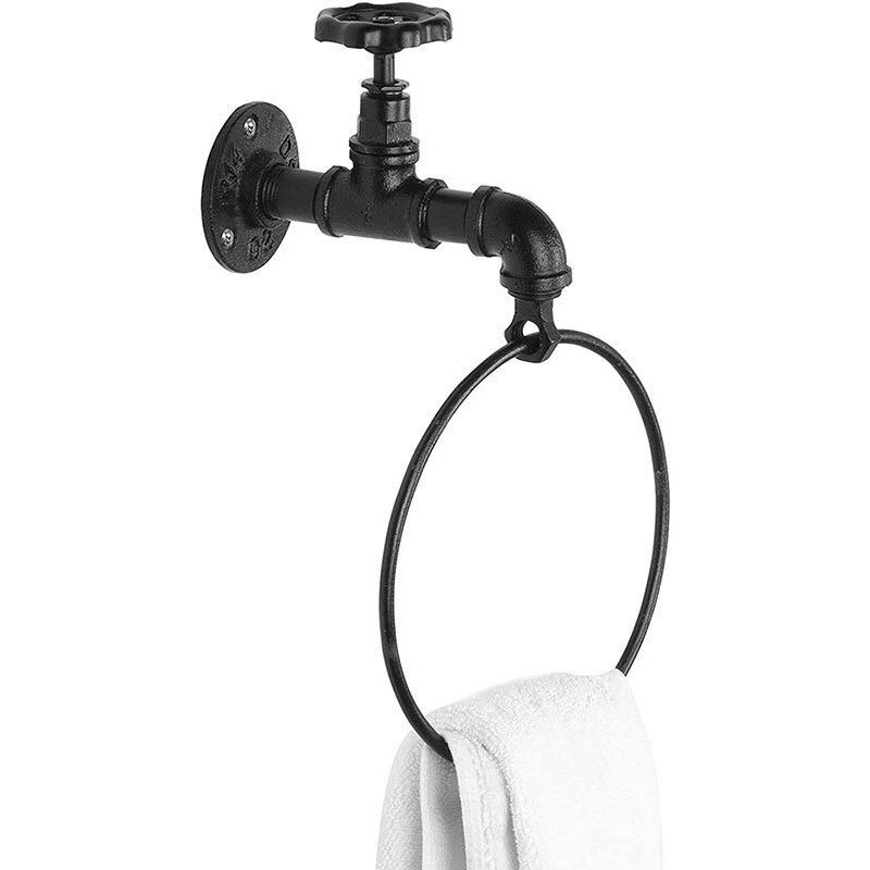 16 cm Anneau porte serviettes en fer de de diamètre, support de rangement mural industriel, cloison de séparation, anneau porte serviettes rétro en