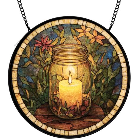 16 cm Attrape-soleil fleurs oiseaux abeille, décoration vitrail suspendue, cadeau femme maman
