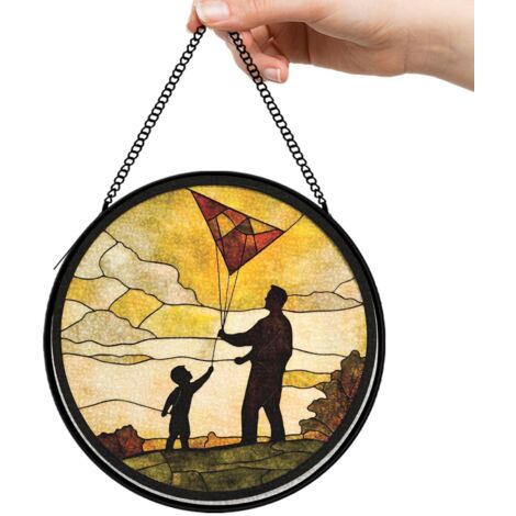 16 cm Attrape-soleil vitrail fleurs oiseaux abeille, décoration jardin suspendue, cadeau maman