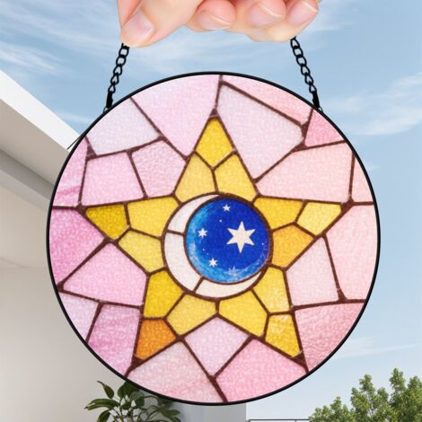 16 cm Attrape-soleil vitrail fleurs oiseaux papillons, décoration suspendue maison, cadeau femme