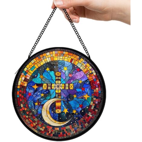16 cm Panneau vitrail oiseau floral attrape-soleil, décoration fenêtre maison, cadeau anniversaire femme