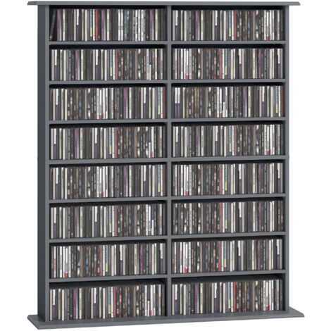 16-Compartment Media Shelf - Grey