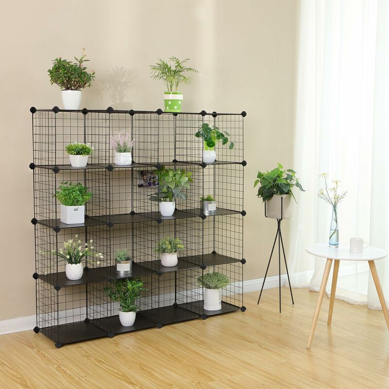 16 Cube Metal Wire Storage Organiser Diy Closet Cabinet And Modular Shelving Grids Mesh Shelves Rack Black Lpi44h - Metal Wire Storage Cubes Organizer 16 Cube Metal Wire Storage Organiser Diy Closet Cabinet And Modular Shelving Grids Mesh Shelves Rack Black Lpi44h - Metal Wire Storage Cubes Organizer