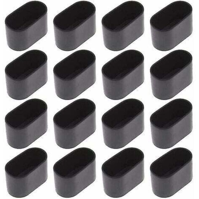 16 embouts ovales pour table et chaise, 15 x 30 mm, Noir