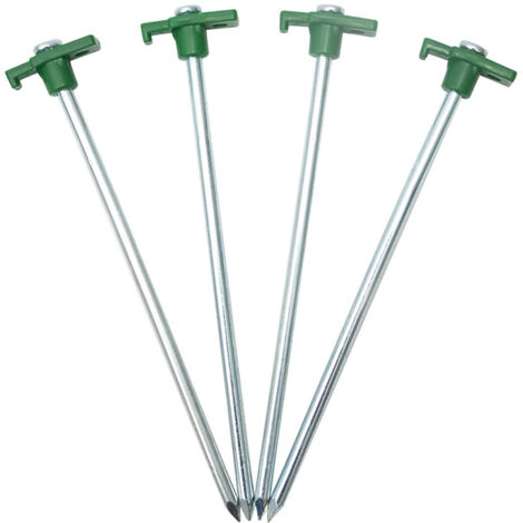 16 estacas de acero para tienda de campaña - Estacas largas y resistentes con soporte de plástico para camping 250x7mm