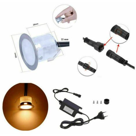16 Faretti Incasso LED 12V Segnapasso Calpestabile Esterno IP67 + Trasformatore  blu