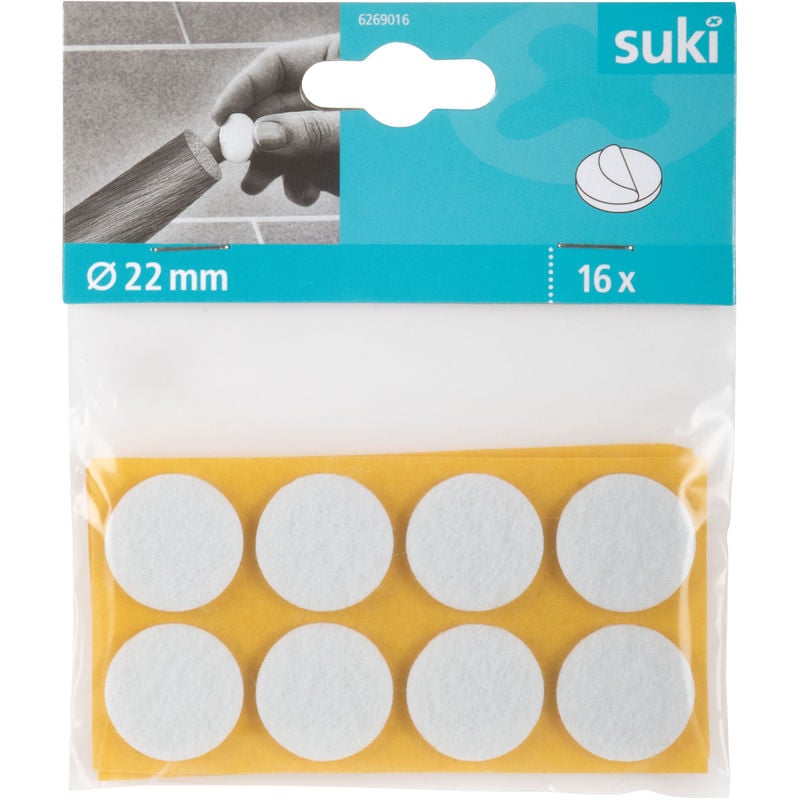 

Fix-o-moll - 16 Fieltros precortados adhesivos con acabado blanco y D22mm