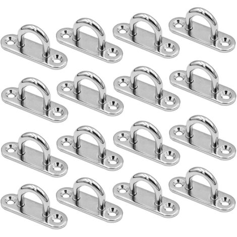 16 ganchos de pared de acero inoxidable M5 con placa de ojo, abrazaderas de metal para colgar artículos y accesorios de barco.