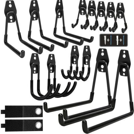 16 ganci da garage in acciaio ad alta resistenza - Rivestimento antiscivolo per attrezzi, scale, biciclette