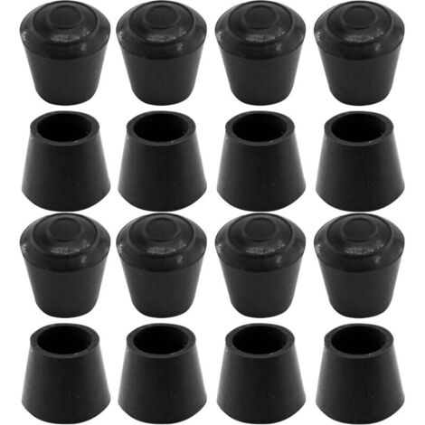 16 Gummifüße – für Tisch-, Stuhl- und Möbelbeine – 20 mm Innendurchmesser, schwarz