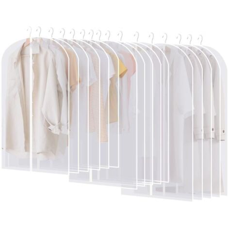 16 Housses de Vêtements,60x120/100/80cm,Housse Vetements à Suspendre avec Zip,Anti Poussière Etanche Mite Humidité,Housse Vetement Penderie