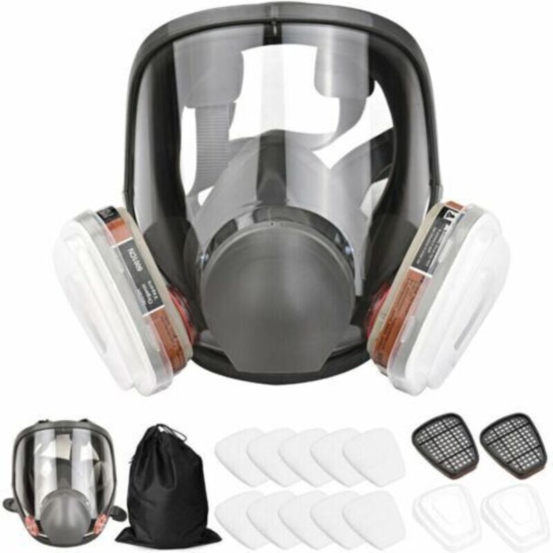 16 in 1 Full Face Mask Silicone Full Face Mask + Filter Box Filter Cotton 7-Piece Set