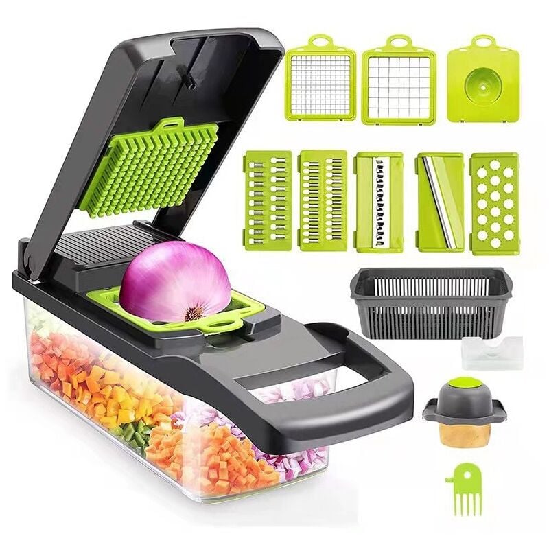 Linghhang - 16 in 1 Multifunctional Vegetable Cutter, Manual Vegetable Slicer, Professional Kitchen Mandoline Slicer, Vegetable Cutter with Multiple